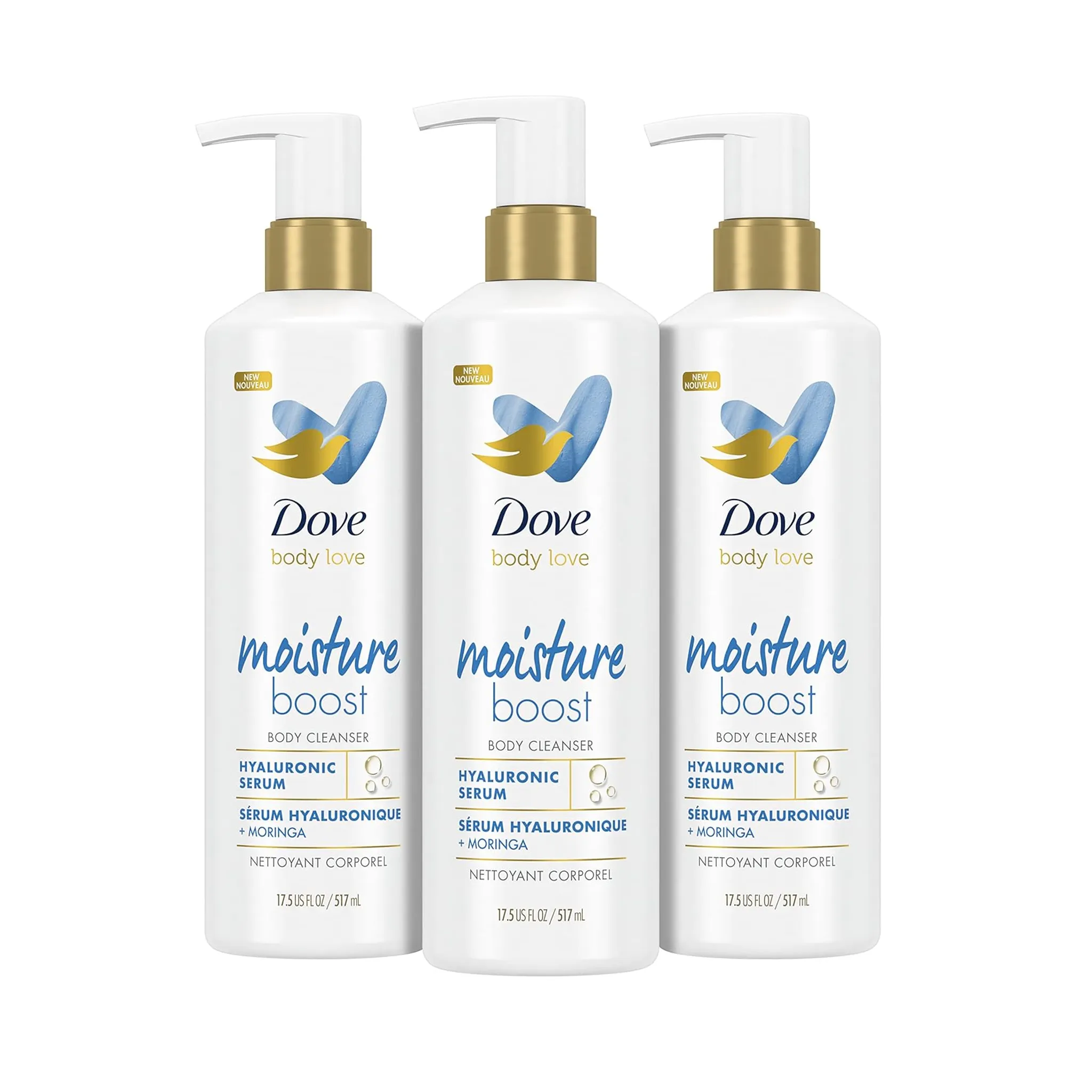 3 Pack Dove Body Love Moisture Boost Body Cleanser for Dry Skin