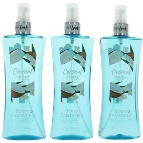 Body Fantasies Women's Body Spray - Coconut Fantasy Fragrance, 3 x 8 oz