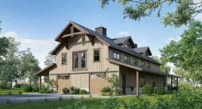 Charming 2-Bedroom Home Plan with Expansive Garage and Porches