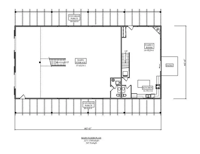 Charming 2-Bedroom Home Plan with Expansive Garage and Porches