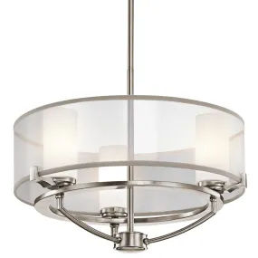 Cypress Organza Drum Shade 3 Light Chandelier - ID 7290