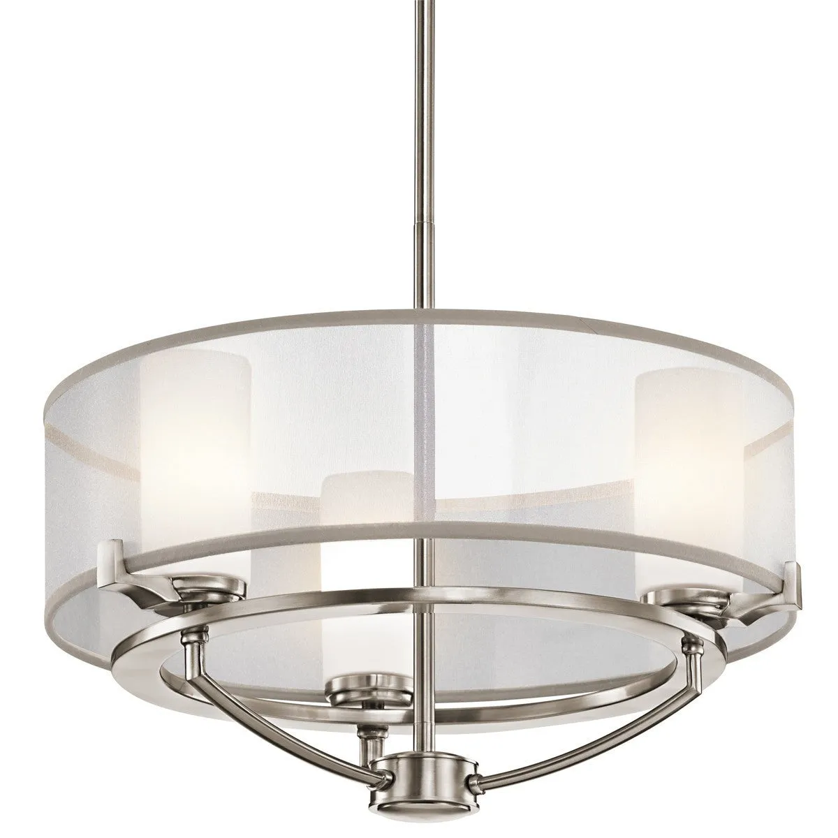 Cypress Organza Drum Shade 3 Light Chandelier - ID 7290