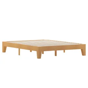 Evelyn Natural Pine Finish Solid Wood Queen Platform Bed With Wooden Support Slats, No Box Spring Required By Flash Furniture
