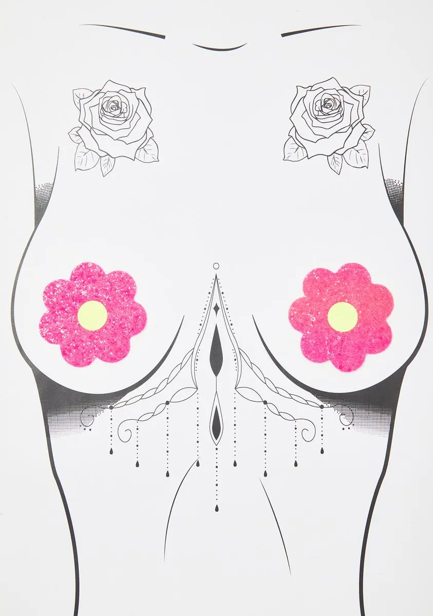Flower Sparkle UV Reactive Pasties