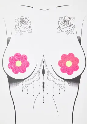 Flower Sparkle UV Reactive Pasties