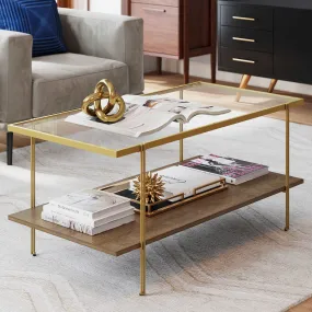 Glass Top Modern Coffee Table Reclaimed Oak