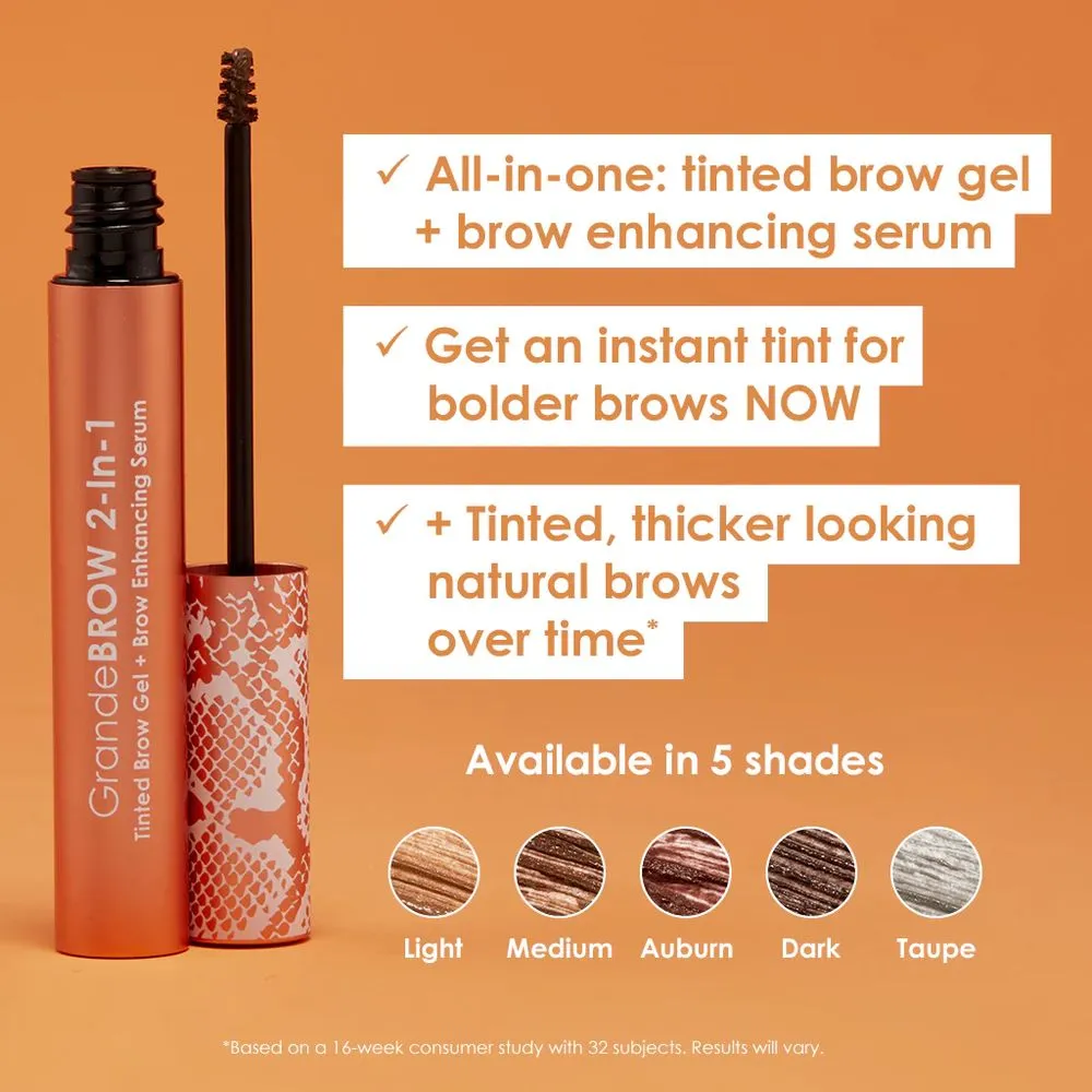 Grande Cosmetics GrandeBROW 2-In-1 Tinted Brow Gel   Brow Enhancing Serum