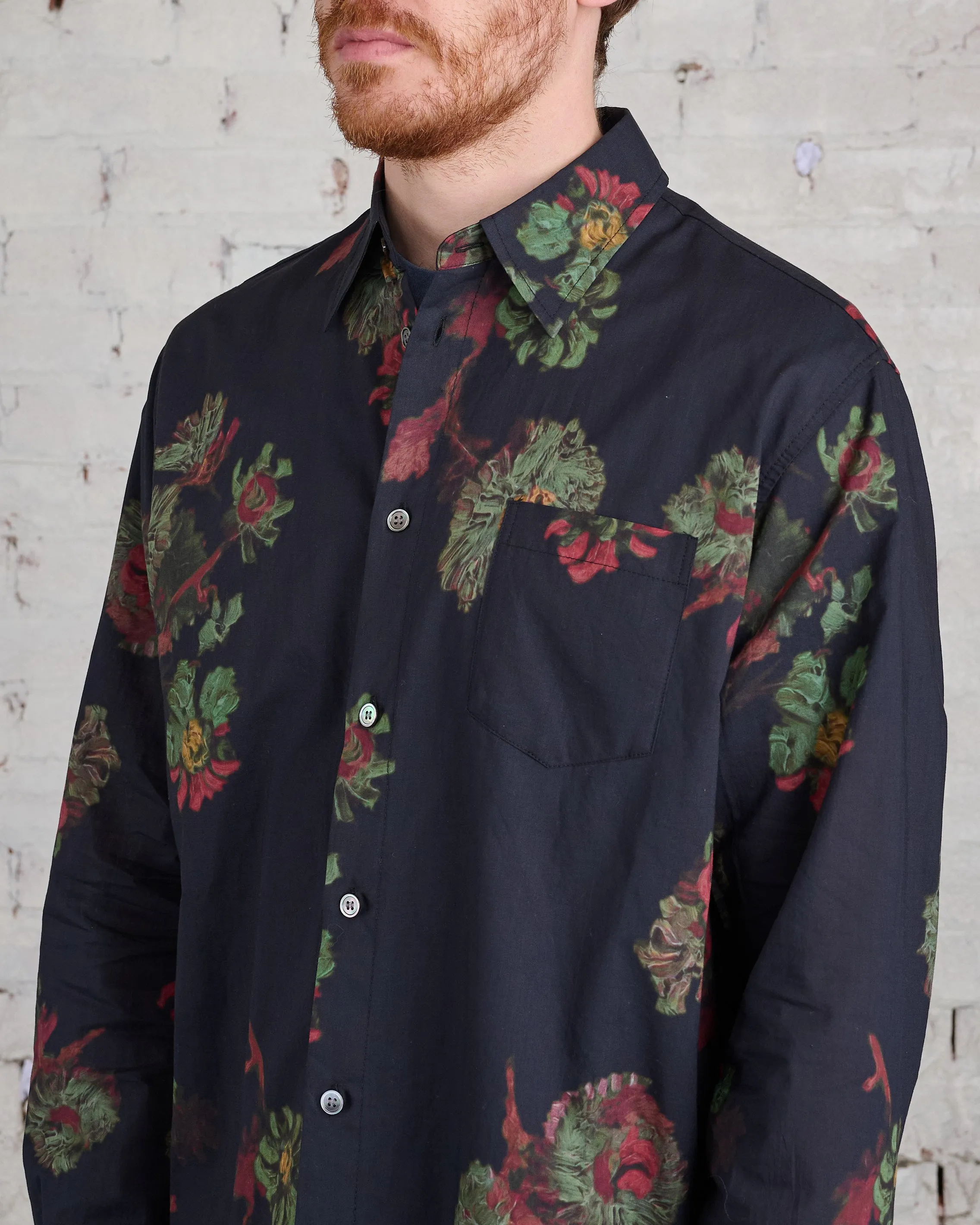 John Elliott Cloak Button Shirt Forest Floral