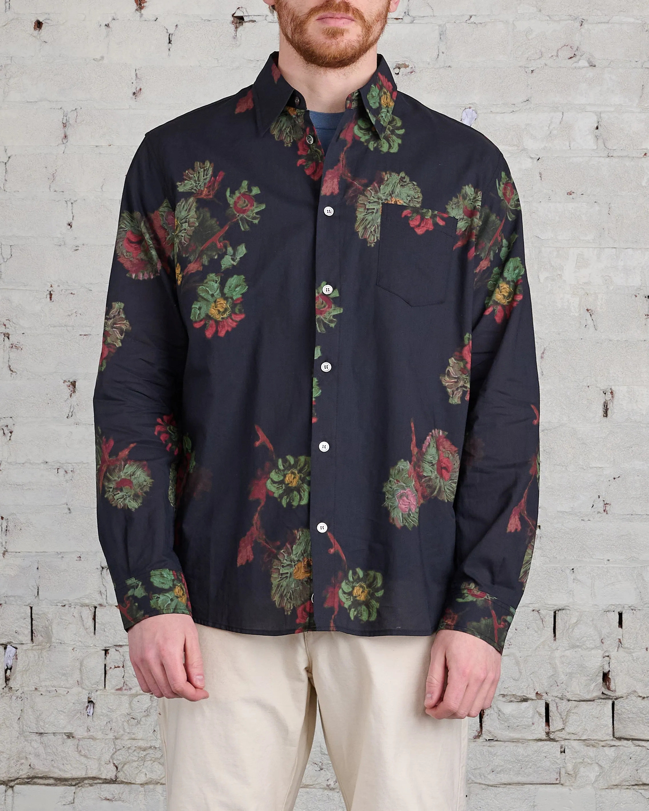 John Elliott Cloak Button Shirt Forest Floral