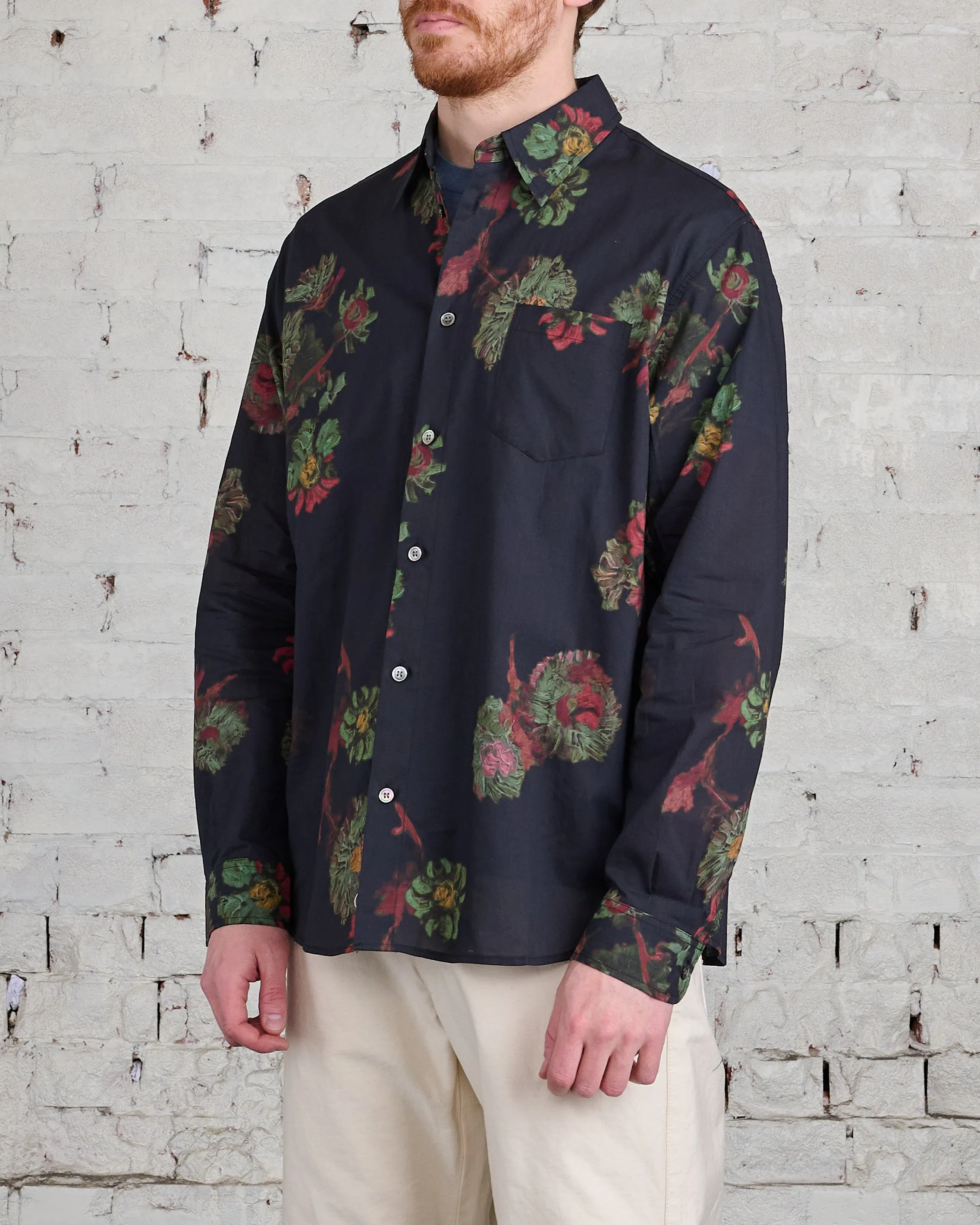 John Elliott Cloak Button Shirt Forest Floral