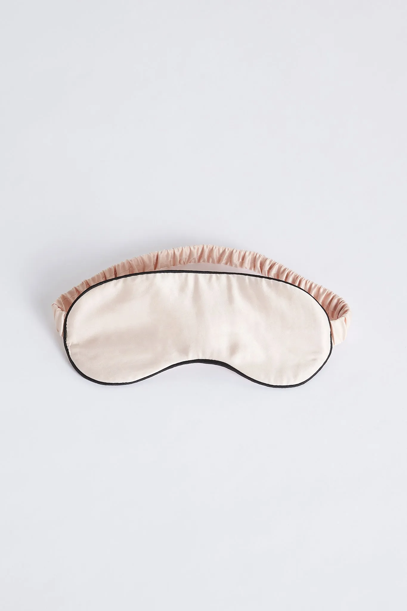 Satin Eye Mask - Blush with Black Piping
