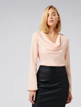 Scarlet Satin Flare Sleeve Cowl