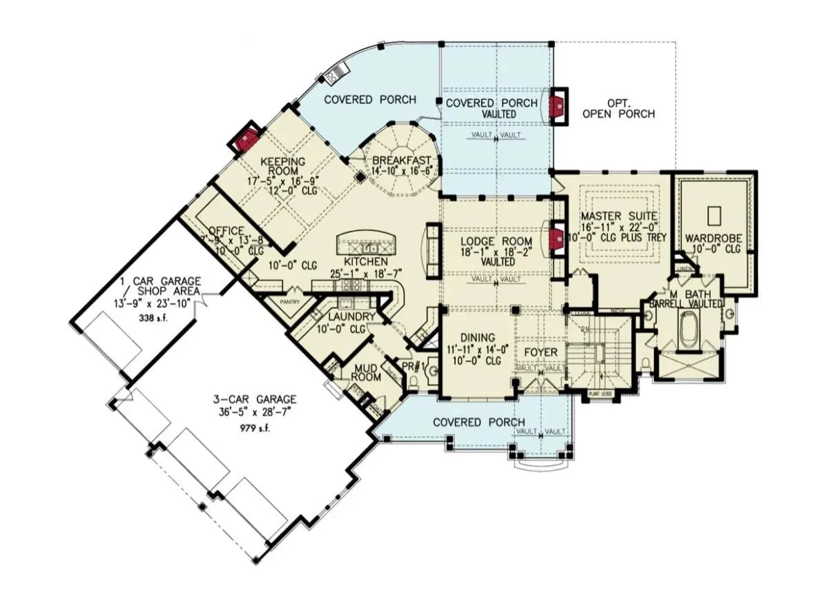 Spacious 3-Bedroom Home Plan with Basement and Side-Load Garage