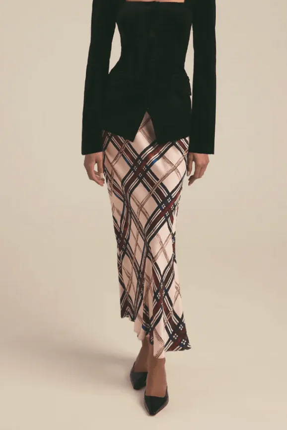 The Favorite Skirt Sangria Blush Plaid
